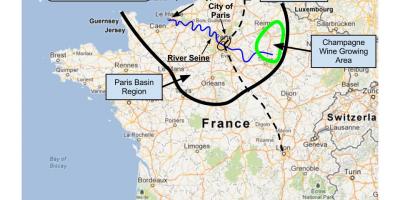 地図のパリの流域 