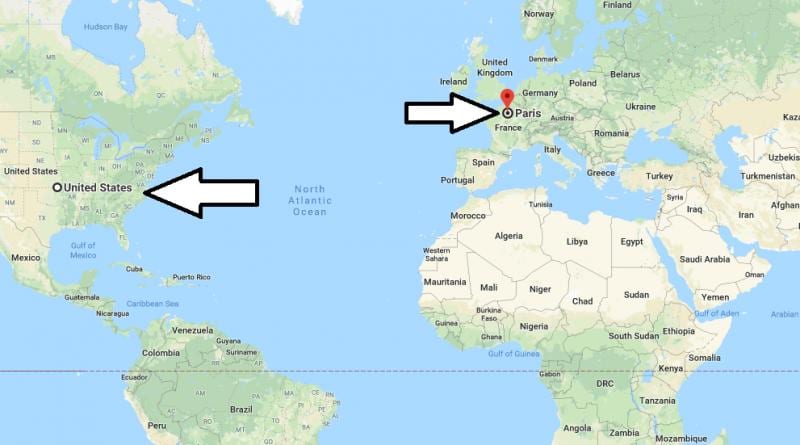 パリの場所が世界の地図