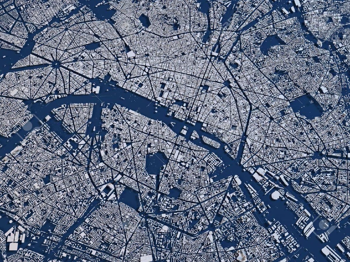 地図のパリの衛星