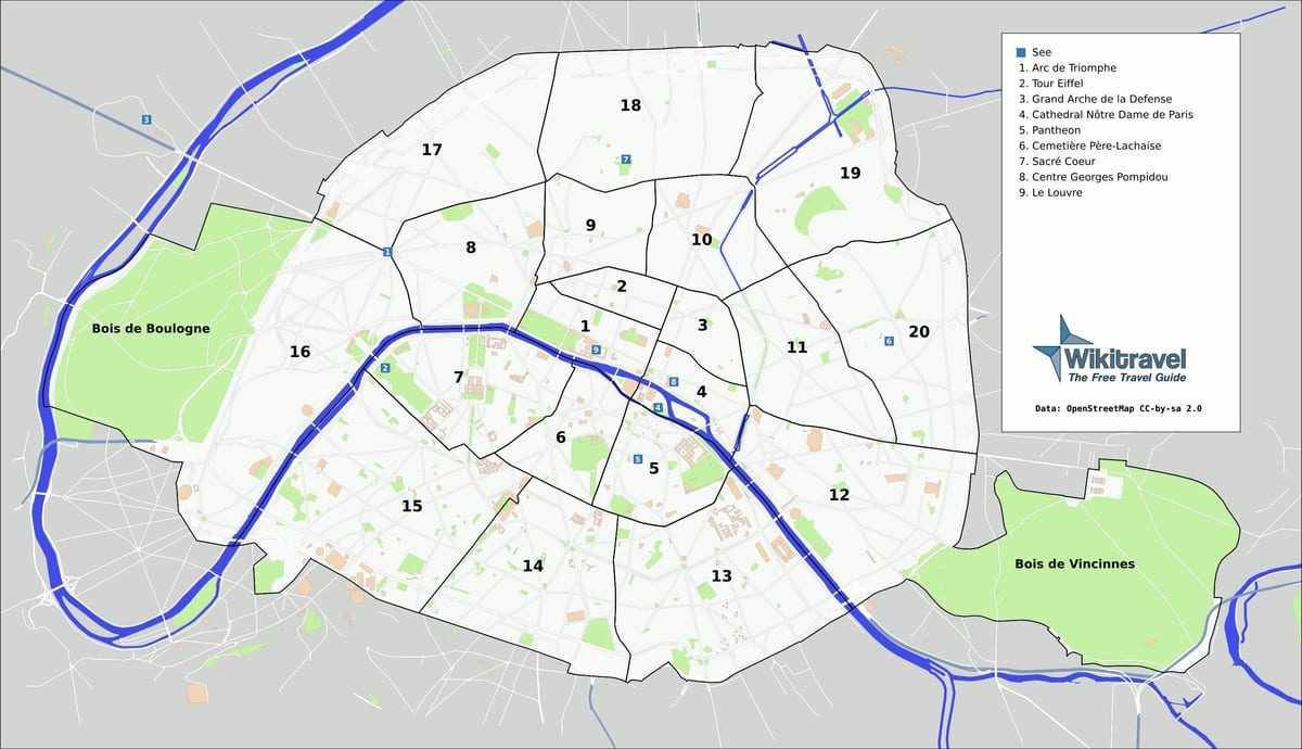 パリ公園の地図