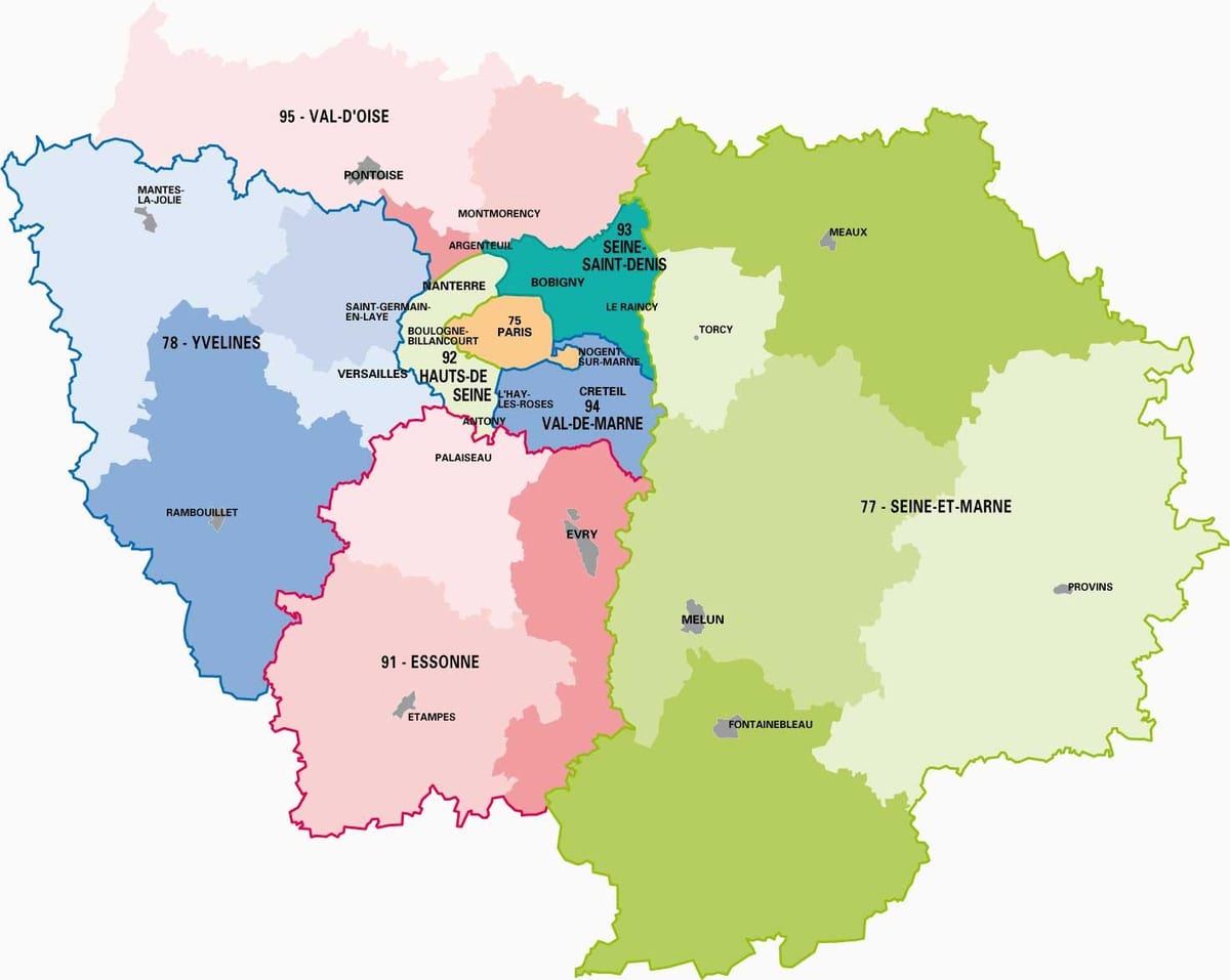地図のパリ-イルドフランス