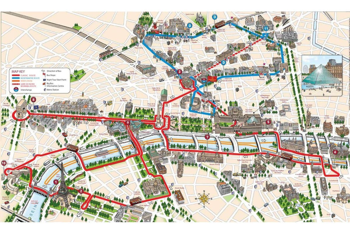パリのホテルツアーの地図