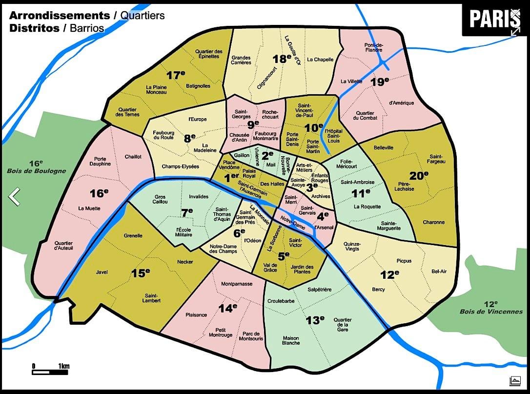 地図のパリ区分野