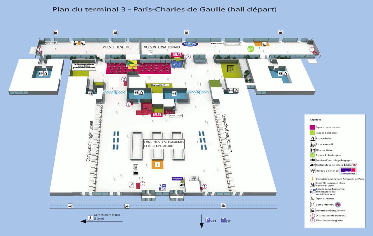 地図シャルルドゴール空港のターミナル3