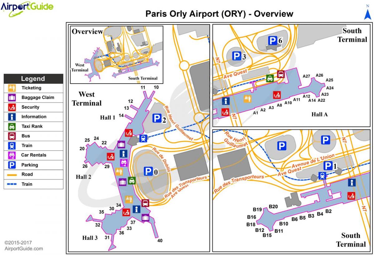 地図のオルリー空港