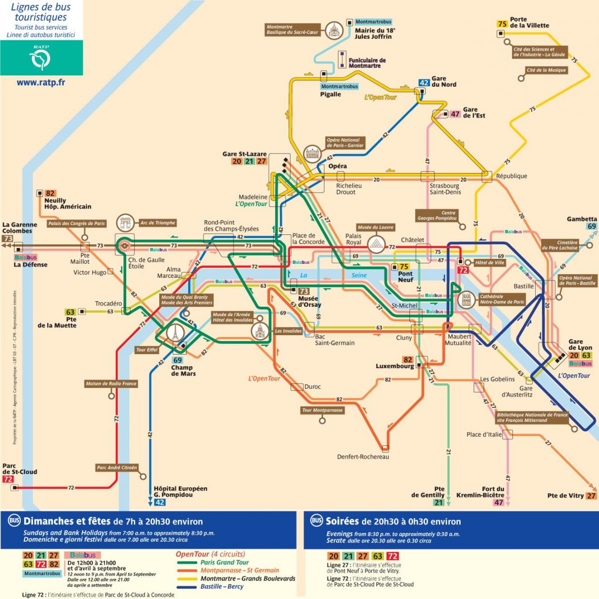 パリ市内観光バス-地図
