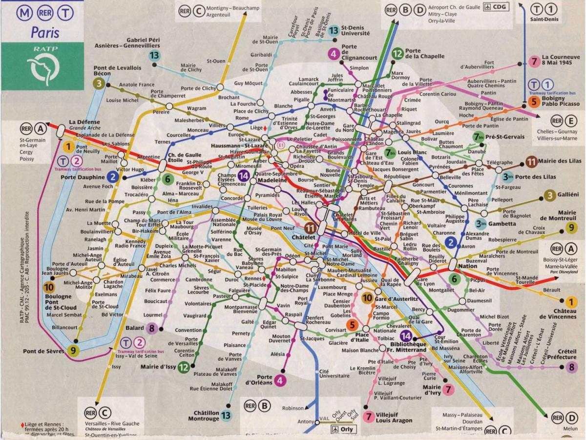 パリ電車線の地図