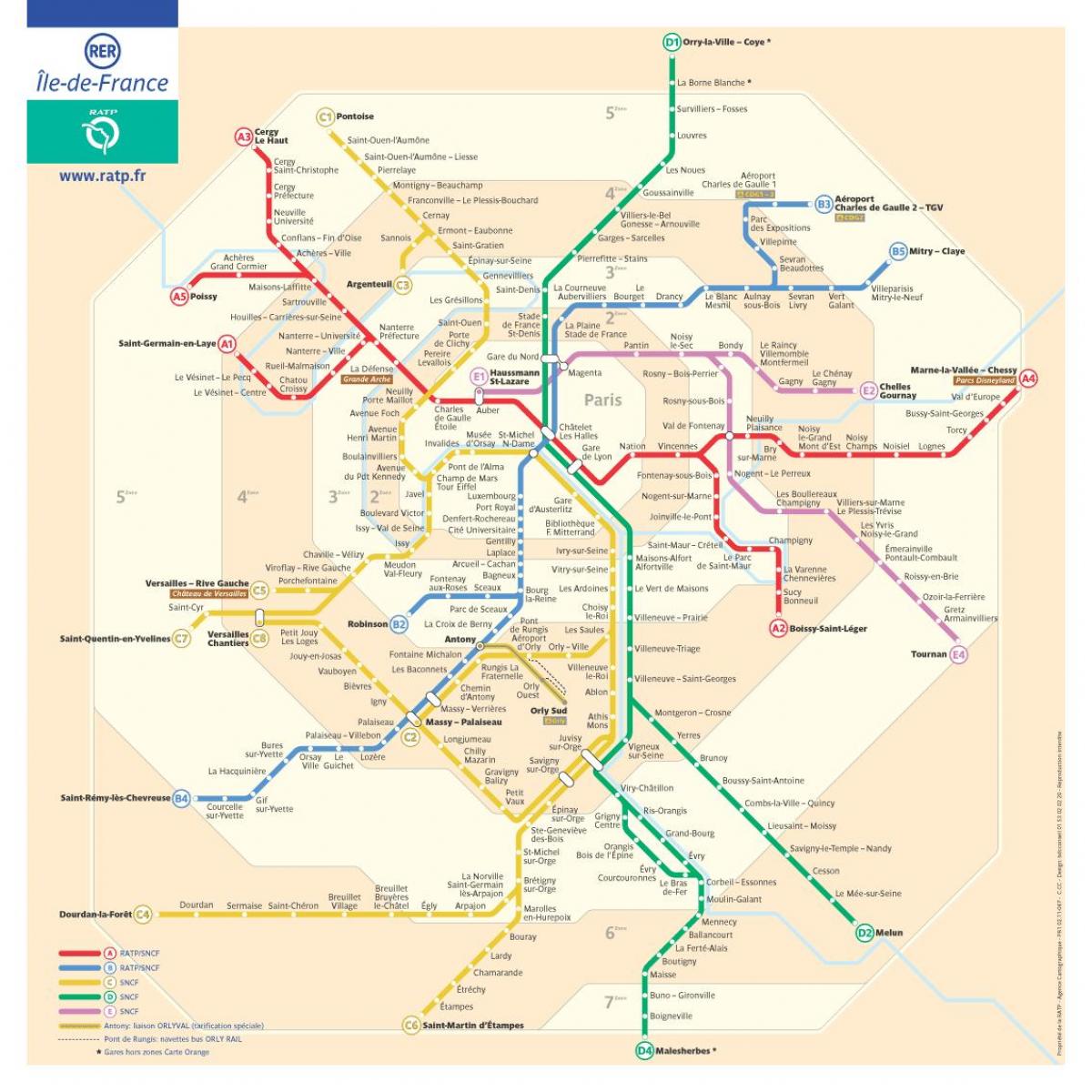 パリのメトロレールの地図