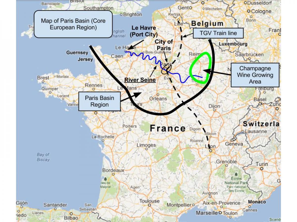 地図のパリの流域 