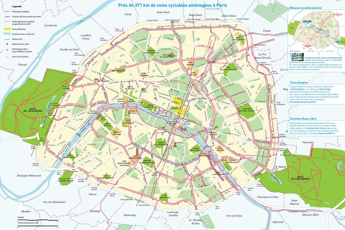 パリの自転車ルート地図