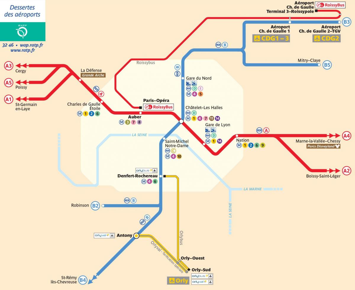 パリの主要鉄道駅の地図