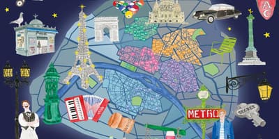 地図のパリのナイトライフ