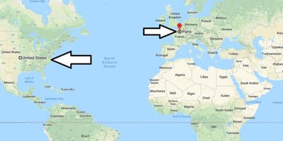 パリの場所が世界の地図