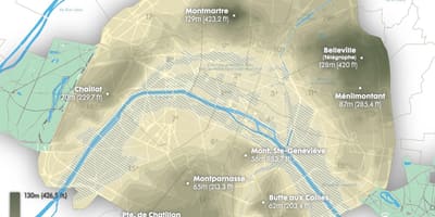 地図のパリの標高