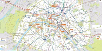 パリの公共交通機関の地図