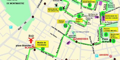 地図のルーブル美術館と凱旋門-パリ