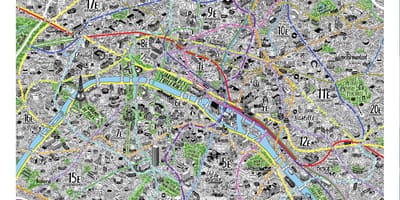 地図の手描きのパリ