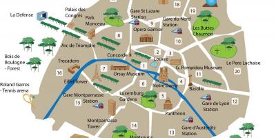 地図のパリの美術館や記念碑