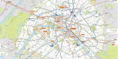 パリの公共交通機関の地図